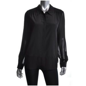 NEW Joie Shirt Button Down Silk Long Sheer Sleeve